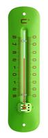 Metalen thermometer 19 cm groen voor gebruik binnen en buiten - thumbnail
