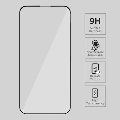 Lunso - iPhone 14 Pro - Gehard Beschermglas - Full Cover Screenprotector - Black Edge