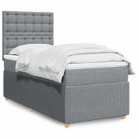 Boxspring met matras stof lichtgrijs 90x190 cm - thumbnail