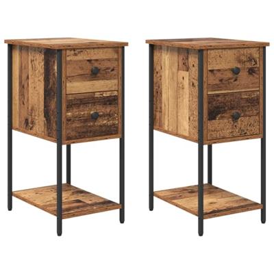 Nachtkastje 2 pcs Oud hout 32 x 42 x 70 cm Bewerkt hout