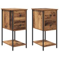 Nachtkastje met lade 2 pcs Oud hout 32 x 42 x 70 cm - thumbnail
