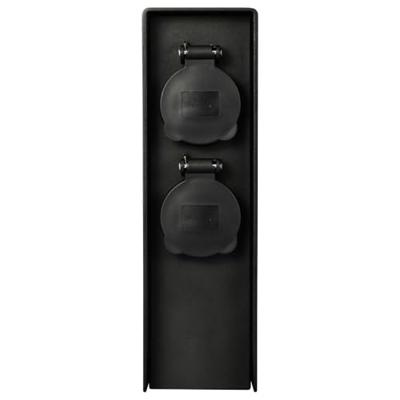 Sygonix SY-6121658 Buitenstopcontact 4-voudig Zwart Aanraakbeveiliging, Met grondspies