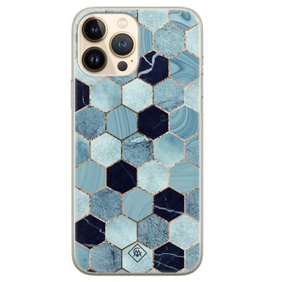 iPhone 13 Pro Max siliconen hoesje - Blue cubes