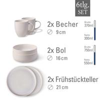Villeroy & Boch Crafted Cotton Ontbijtset 6 delig 2 pers - thumbnail