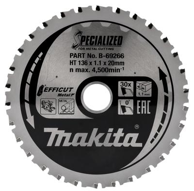 Makita Zaagblad ffcut 136x20x1,1 30T 0g - B-69303 Makita Zaagblad ffcut 136x20x1,1 30T 0g - B-69303