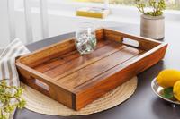 Decoratief dienblad MAKASSAR 45 cm massief houten serveerplank met sheeshamsteenafwerking - 41120 - thumbnail