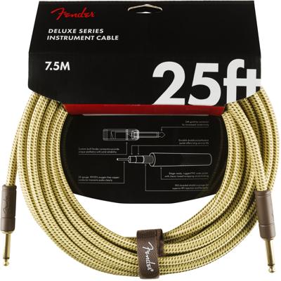 Fender Deluxe Cables instrumentkabel 7.5m geel tweed recht Fender Deluxe Cables instrumentkabel 7.5m geel tweed recht