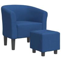 Kuipstoel met voetenbank stof blauw - thumbnail
