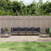6-delige Loungeset met kussens poly rattan antracietkleurig - thumbnail