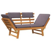 Ligbed met kussen 2-in-1 190 cm massief acaciahout - thumbnail