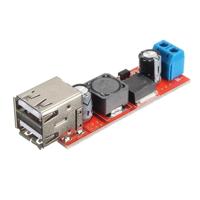 LDTR-WG0257 Dual USB 9V/12V/24V/36V naar 5V Converter DC-DC 3A step down power module (rood) - thumbnail