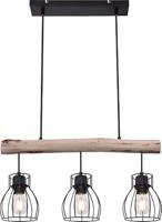 Globo HanglampMina zwart met hout 3-lichts - 15326-3N - thumbnail