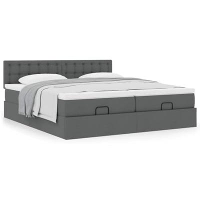 Ottoman bed met matrassen 200x200cm stof donkergrijs