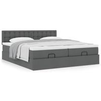 Ottoman bed met matrassen 200x200cm stof donkergrijs - thumbnail