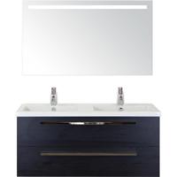 Seville Badmeubelset 120 cm - 2 Laden Black Oak - Wastafel Djazz Dubbel met Sence Spiegel - thumbnail