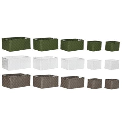 Basket spelset Home ESPRIT Groen Grijs Crème Metaal Polypropyleen 44 x 32 x 20 cm (3 Stuks)