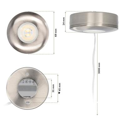 Set van 5 Pavo - Platte LED opbouwspots 23mm - 3W 300lm - 2700K - Dimbaar - Rond - IP44 - RVS Set van 5 Pavo - Platte LED opbouwspots 23mm - 3W 300lm - 2700K - Dimbaar - Rond - IP44 - RVS