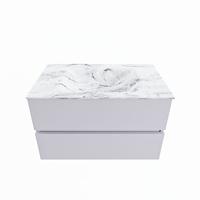 MONDIAZ VICA-DLUX 80cm badmeubel onderkast Cale 2 lades. Inbouw wastafel CLOUD midden zonder kraangat, kleur Glace. - thumbnail