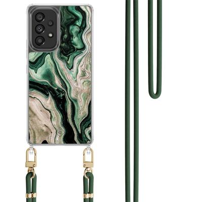 Samsung Galaxy A53 hoesje met groen koord - Green waves Samsung Galaxy A53 hoesje met groen koord - Green waves