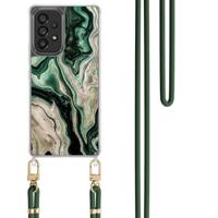 Samsung Galaxy A53 hoesje met groen koord - Green waves - thumbnail