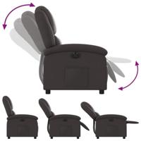 Fauteuil verstelbaar elektrisch echt leer donkerbruin - thumbnail