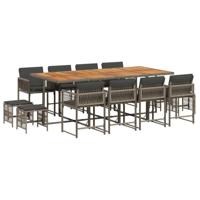 13-delige Tuinset met kussens poly rattan grijs - thumbnail