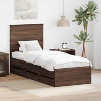 Bedframe met lade Bruin Eiken 75 x 190 cm Ingenieurshout - thumbnail