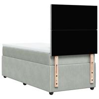 Boxspring met matras fluweel lichtgrijs 140x200 cm - thumbnail