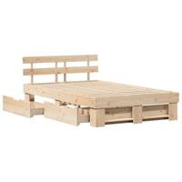 Bedframe met hoofdeinde Bruin 140 x 190 cm Massief grenenhout - thumbnail