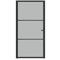 Binnendeur 102,5x201,5 cm matglas en aluminium zwart - thumbnail
