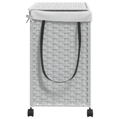 Wasmand op wielen 60x35x60,5 cm rattan wit Wasmand op wielen 60x35x60,5 cm rattan wit