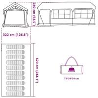 Gezinstent met dak Groen en Wit 620 x 322 x 240 cm - thumbnail