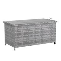Polyrattan Kussenbox Grijs 122x56x61cm met wielen - thumbnail