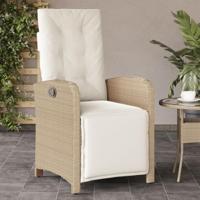 Tuinstoel verstelbaar met voetensteun poly rattan beige - thumbnail