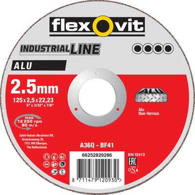 Flexovit doorslijpschijf - voor alu. - 125 x 1 x 22 mm - A60QBF41