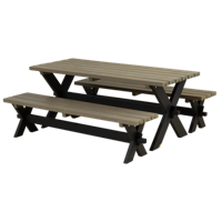 Picknicktafel Kruispoot Nostalgi Zwart Grijsbruin - thumbnail