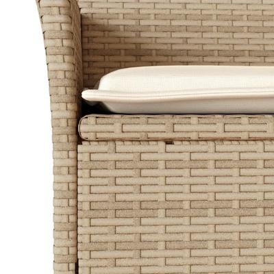 9-delige Tuinset met kussens poly rattan en glas beige - thumbnail