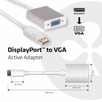 CLUB3D Adapter DisplayPort > VGA Actief ST/BU POLYPACK