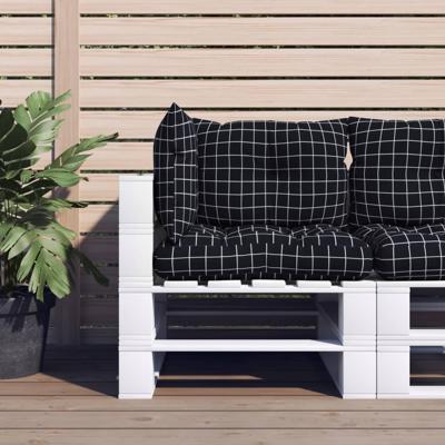 VidaXL Palletkussens 3 st ruitpatroon oxford stof zwart VidaXL Palletkussens 3 st ruitpatroon oxford stof zwart