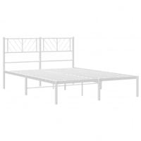 Bedframe met hoofdbord metaal wit 120x190 cm - thumbnail