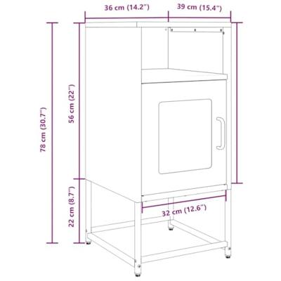 Nachtkastje 36x39x78 cm koudgewalst staal zwart