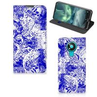 Mobiel BookCase Nokia 3.4 Angel Skull Blauw - thumbnail