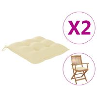 VidaXL Stoelkussens 2 st 40x40x7 cm stof crèmewit - thumbnail