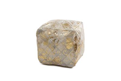 Poef Lavish Pouf 210 | Leer | ivoor, goud | 45 x 45 cm