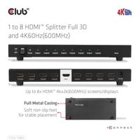 Club 3D 1 to 8 HDMI Splitter Full 3D and 4K60Hz (600MHz) - thumbnail