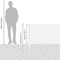 VidaXL Hek met paal grijs 0,8 x 10 m staal en pvc - thumbnail