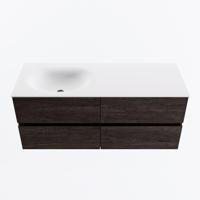MONDIAZ VICA 120cm badmeubel onderkast Dark Brown 4 lades. Wastafel MOON links 1 kraangat, kleur Talc. - thumbnail