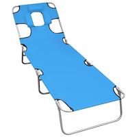 Ligbed inklapbaar met hoofdkussen staal turquoiseblauw - thumbnail