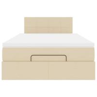 Ottoman bed met matras 120x190cm stof crèmekleurig - thumbnail