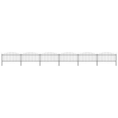 Tuinhek met speren bovenkant (0,5-0,75)x10,2 m staal zwart